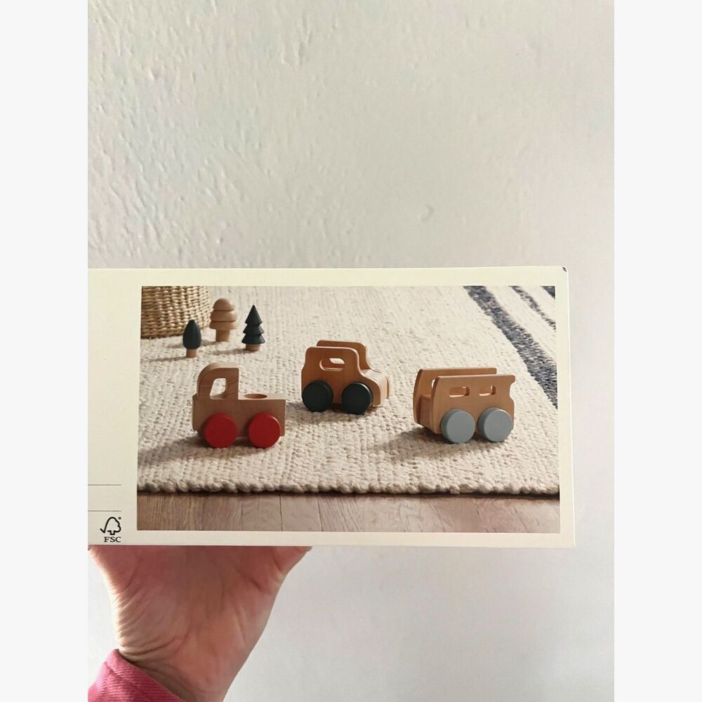 Wooden truck set, Natural toys, minimalist, Simple kid's cars